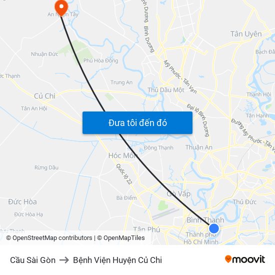 Cầu Sài Gòn to Bệnh Viện Huyện Củ Chi map