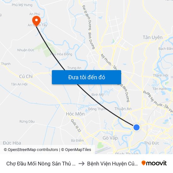 Chợ Đầu Mối Nông Sản Thủ Đức to Bệnh Viện Huyện Củ Chi map