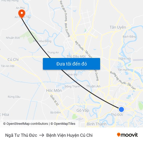 Ngã Tư Thủ Đức to Bệnh Viện Huyện Củ Chi map