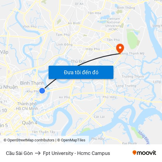 Cầu Sài Gòn to Fpt University - Hcmc Campus map