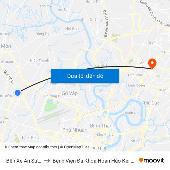 Bến Xe An Sương to Bệnh Viện Đa Khoa Hoàn Hảo Kei Mei Kai map