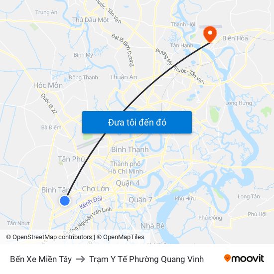 Bến Xe Miền Tây to Trạm Y Tế Phường Quang Vinh map