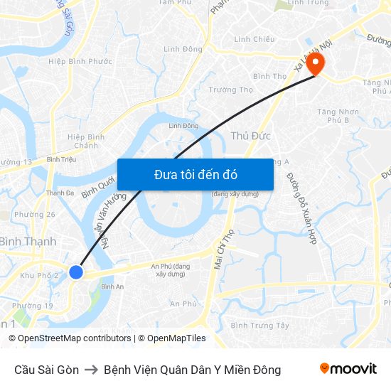 Cầu Sài Gòn to Bệnh Viện Quân Dân Y Miền Đông map