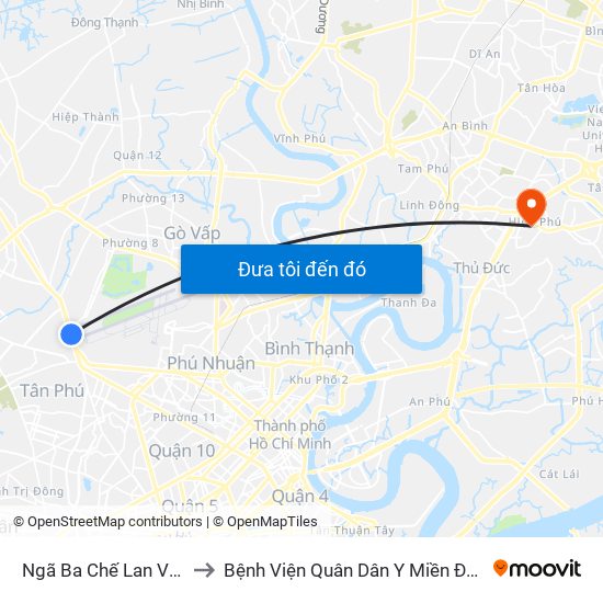 Ngã Ba Chế Lan Viên to Bệnh Viện Quân Dân Y Miền Đông map