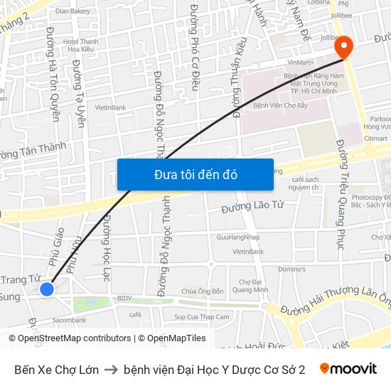 Bến Xe Chợ Lớn to bệnh viện Đại Học Y Dược Cơ Sở 2 map