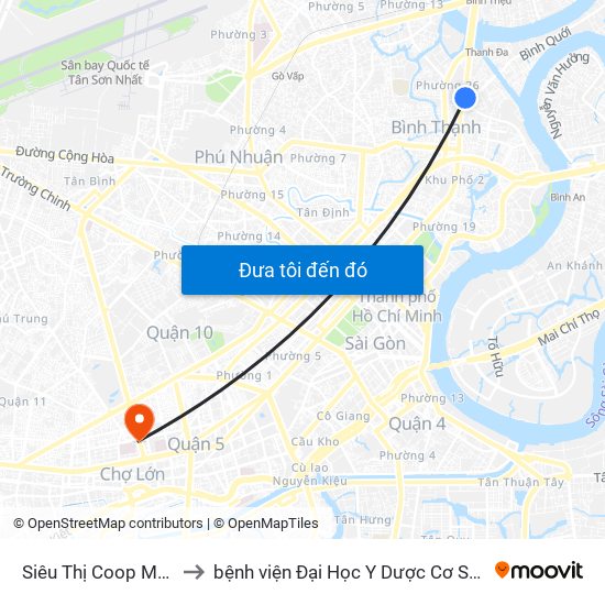 Siêu Thị Coop Mart to bệnh viện Đại Học Y Dược Cơ Sở 2 map