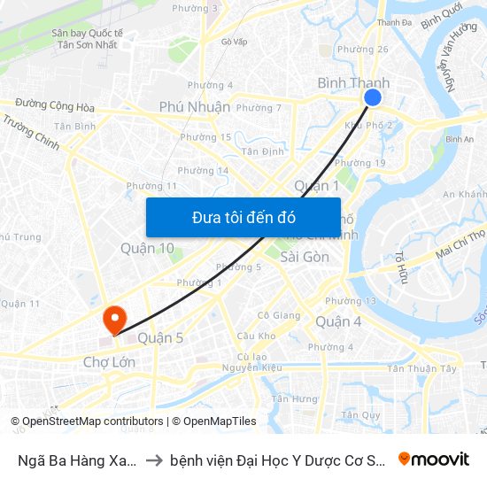 Ngã Ba Hàng Xanh to bệnh viện Đại Học Y Dược Cơ Sở 2 map