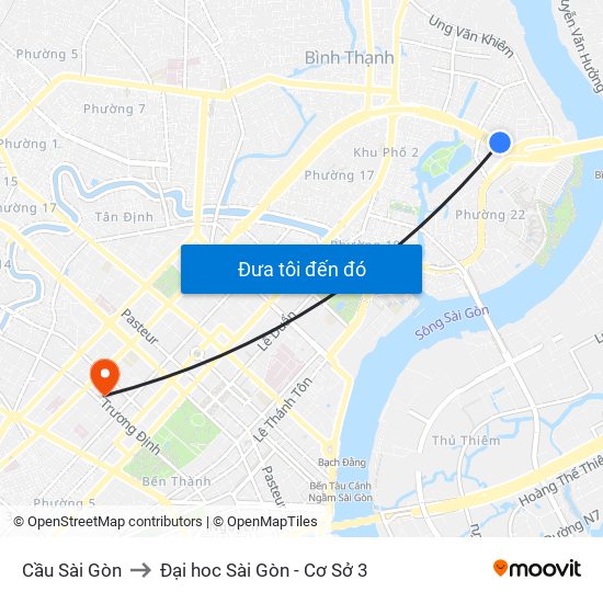 Cầu Sài Gòn to Đại hoc Sài Gòn - Cơ Sở 3 map