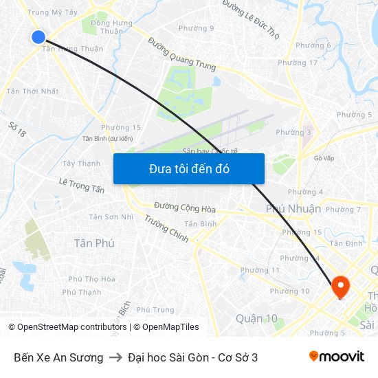 Bến Xe An Sương to Đại hoc Sài Gòn - Cơ Sở 3 map