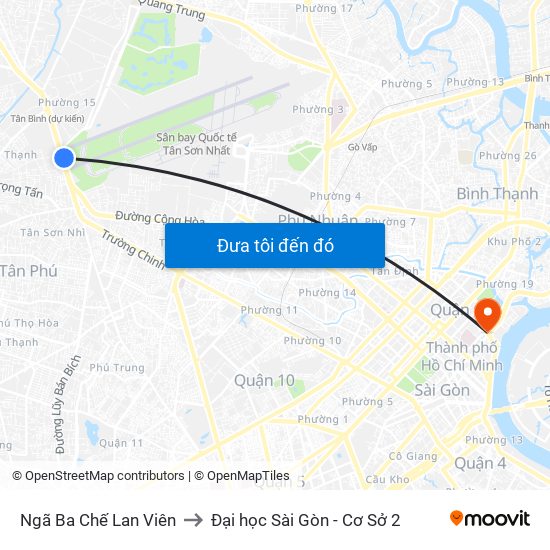 Ngã Ba Chế Lan Viên to Đại học Sài Gòn - Cơ Sở 2 map