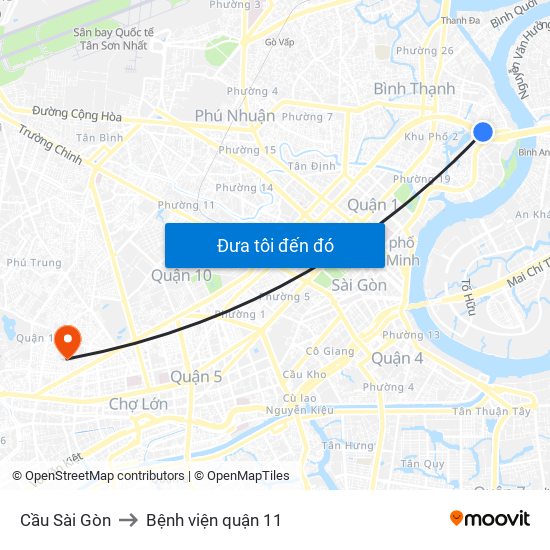 Cầu Sài Gòn to Bệnh viện quận 11 map