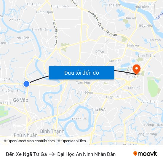 Bến Xe Ngã Tư Ga to Đại Học An Ninh Nhân Dân map