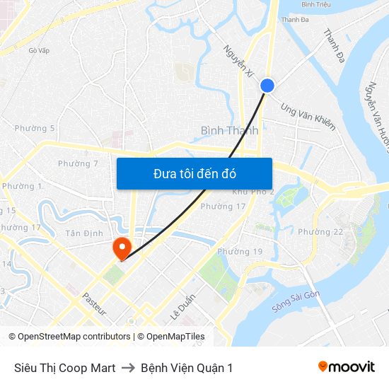 Siêu Thị Coop Mart to Bệnh Viện Quận 1 map