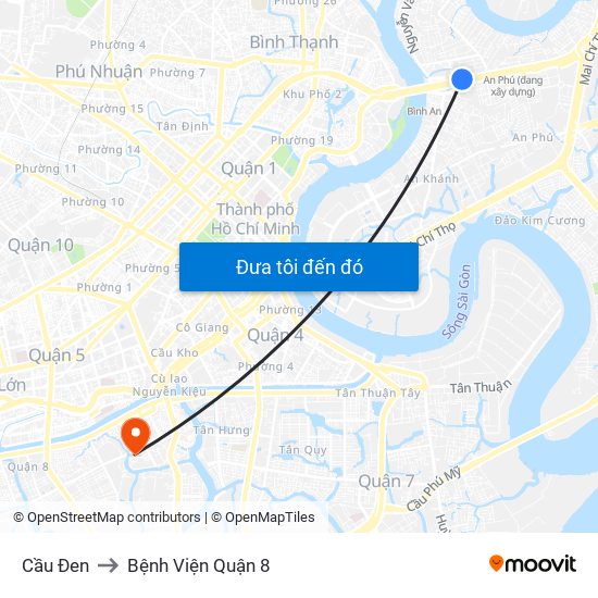 Cầu Đen to Bệnh Viện Quận 8 map