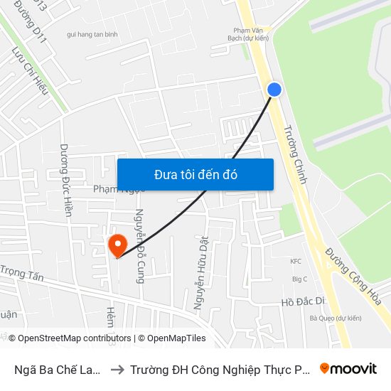 Ngã Ba Chế Lan Viên to Trường ĐH Công Nghiệp Thực Phẩm HCM map