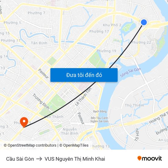 Cầu Sài Gòn to VUS Nguyên Thị Minh Khai map