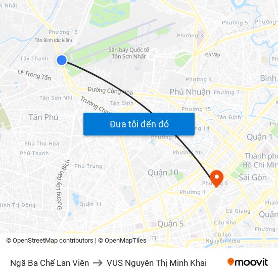 Ngã Ba Chế Lan Viên to VUS Nguyên Thị Minh Khai map