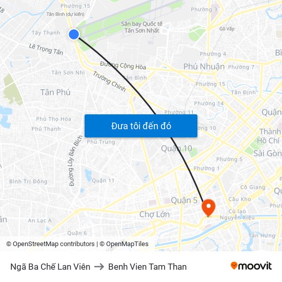 Ngã Ba Chế Lan Viên to Benh Vien Tam Than map
