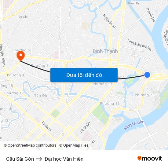 Cầu Sài Gòn to Đại học Văn Hiến map