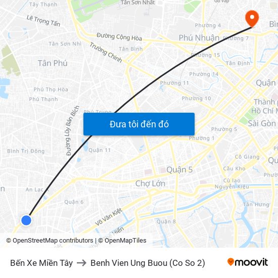 Bến Xe Miền Tây to Benh Vien Ung Buou (Co So 2) map