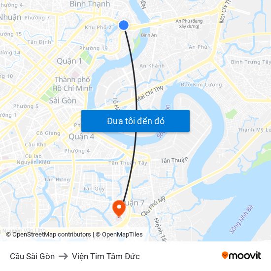 Cầu Sài Gòn to Viện Tim Tâm Đức map