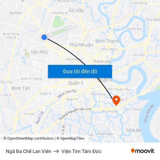 Ngã Ba Chế Lan Viên to Viện Tim Tâm Đức map