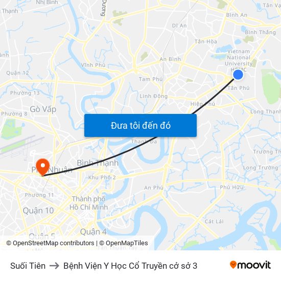 Suối Tiên to Bệnh Viện Y Học Cổ Truyền cở sở 3 map