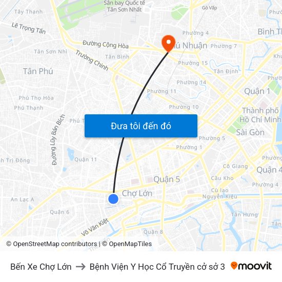 Bến Xe Chợ Lớn to Bệnh Viện Y Học Cổ Truyền cở sở 3 map