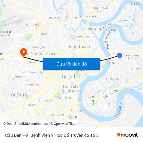 Cầu Đen to Bệnh Viện Y Học Cổ Truyền cở sở 3 map