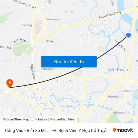 Cổng Vào - Bến Xe Miền Đông to Bệnh Viện Y Học Cổ Truyền cở sở 3 map