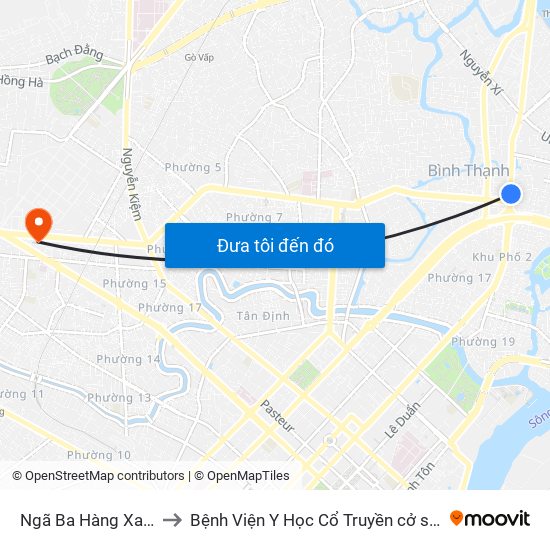 Ngã Ba Hàng Xanh to Bệnh Viện Y Học Cổ Truyền cở sở 3 map