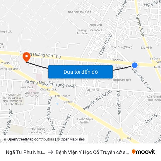 Ngã Tư Phú Nhuận to Bệnh Viện Y Học Cổ Truyền cở sở 3 map