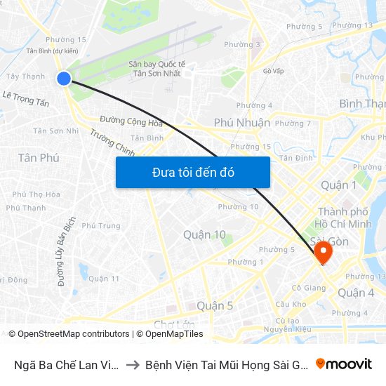 Ngã Ba Chế Lan Viên to Bệnh Viện Tai Mũi Họng Sài Gòn map