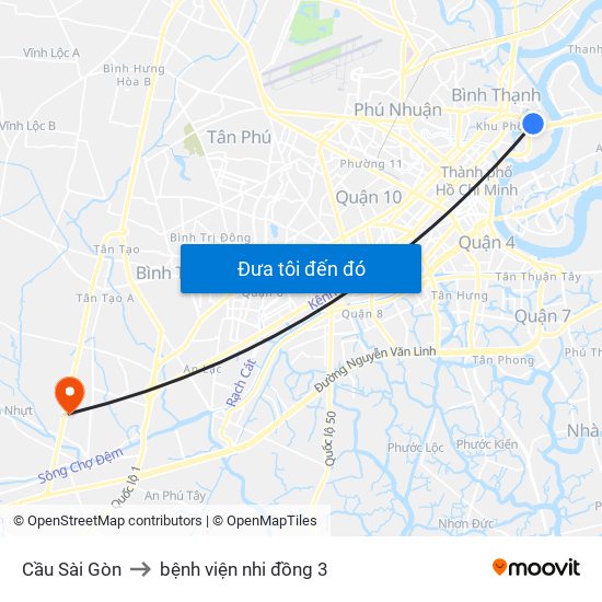 Cầu Sài Gòn to bệnh viện nhi đồng 3 map