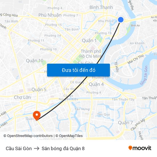 Cầu Sài Gòn to Sân bóng đá Quận 8 map
