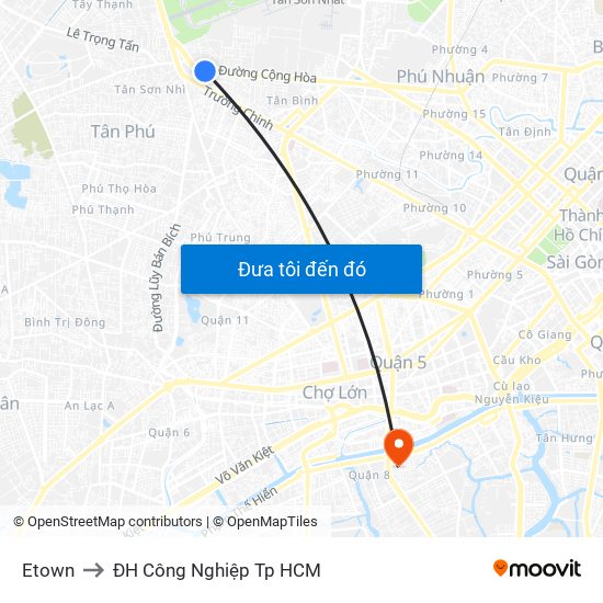 Etown to ĐH Công Nghiệp Tp HCM map