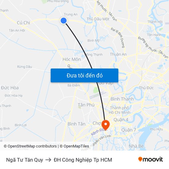 Ngã Tư Tân Quy to ĐH Công Nghiệp Tp HCM map