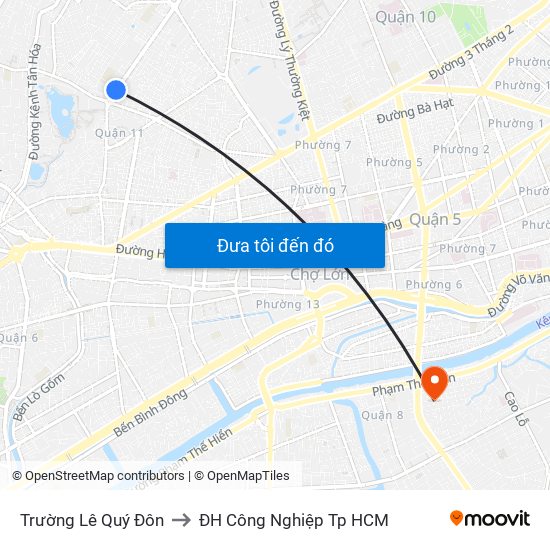 Trường Lê Quý Đôn to ĐH Công Nghiệp Tp HCM map