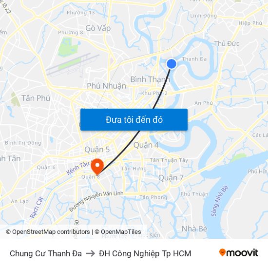 Chung Cư Thanh Đa to ĐH Công Nghiệp Tp HCM map