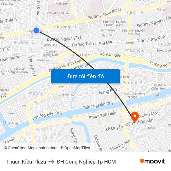 Thuận Kiều Plaza to ĐH Công Nghiệp Tp HCM map