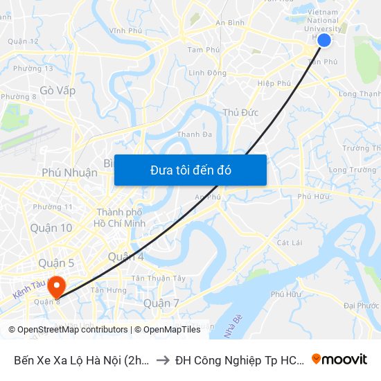 Bến Xe Xa Lộ Hà Nội (2ha) to ĐH Công Nghiệp Tp HCM map