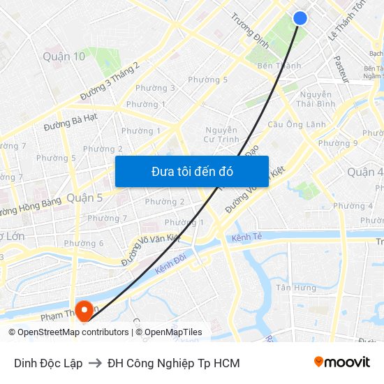 Dinh Độc Lập to ĐH Công Nghiệp Tp HCM map