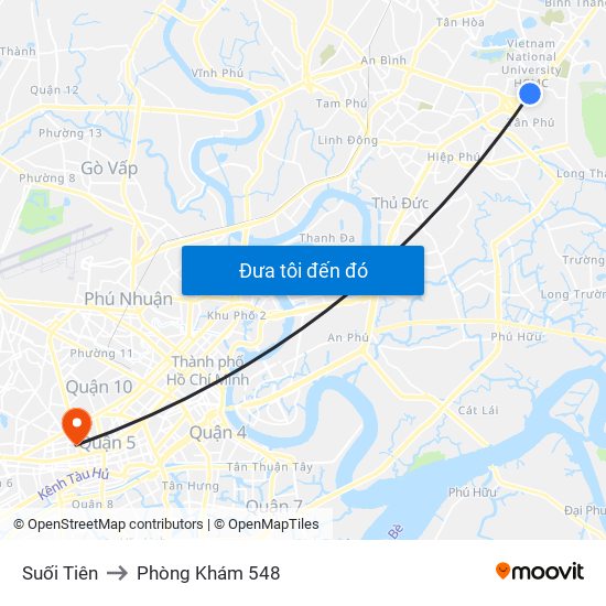 Suối Tiên to Phòng Khám 548 map