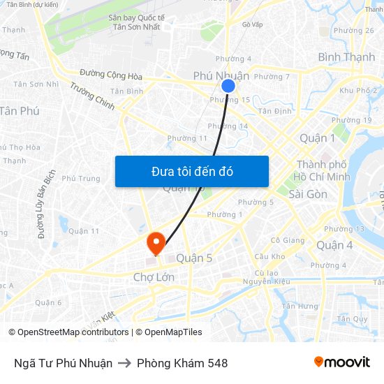 Ngã Tư Phú Nhuận to Phòng Khám 548 map