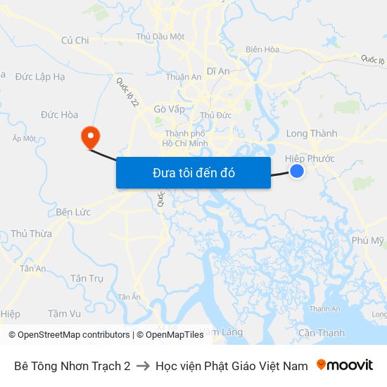 Bê Tông Nhơn Trạch 2 to Học viện Phật Giáo Việt Nam map