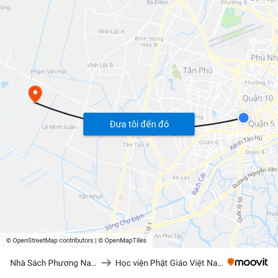 Nhà Sách Phương Nam to Học viện Phật Giáo Việt Nam map