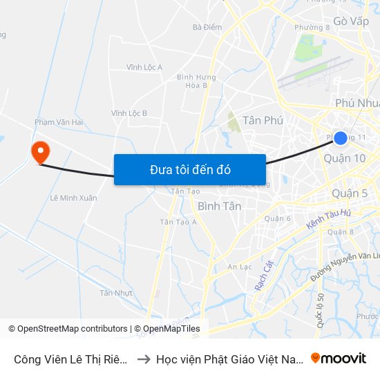 Công Viên Lê Thị Riêng to Học viện Phật Giáo Việt Nam map