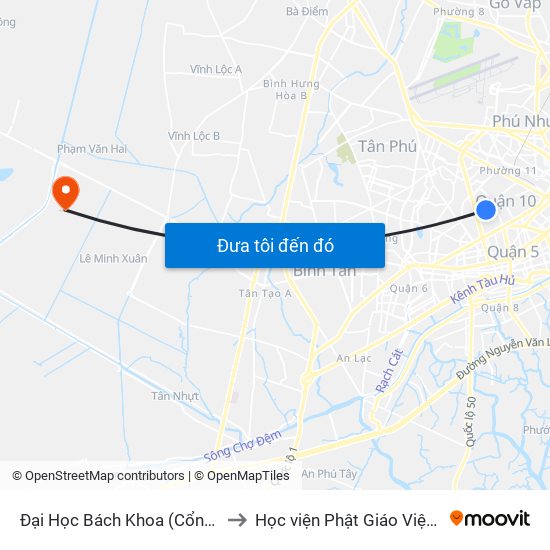 Đại Học Bách Khoa (Cổng Sau) to Học viện Phật Giáo Việt Nam map