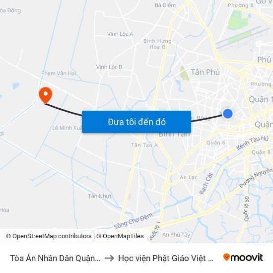 Tòa Án Nhân Dân Quận 11 to Học viện Phật Giáo Việt Nam map