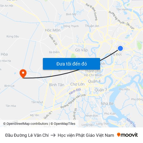 Đầu Đường Lê Văn Chí to Học viện Phật Giáo Việt Nam map